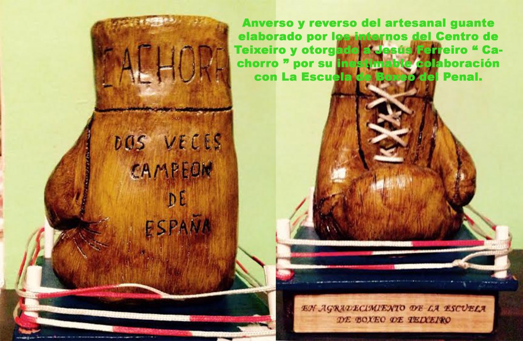 Detalles del artesanal trofeo de los reclusos de Teixeiro. cortesía de Cachorro.