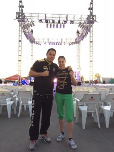 Marta Sánchez Y Chano Planas en el escenario le velada celebrada en Mexical.