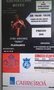 El mítico Ivan " DINKY " Sánchez impartirá la Clase Magistral del Curso de Boxeo. cartel cortesía de la organización.