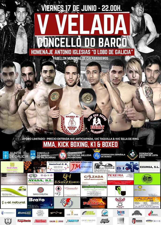 Cartel de la velada multidisciplinar que organizan Kick Box Valdeorras y Mamba K1