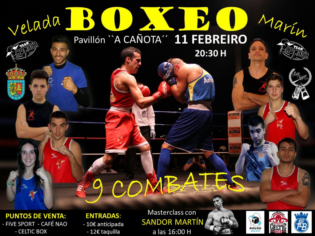 Cartel que promociona la velada del inicio del curso boxístico en A Cañota de Marín.
