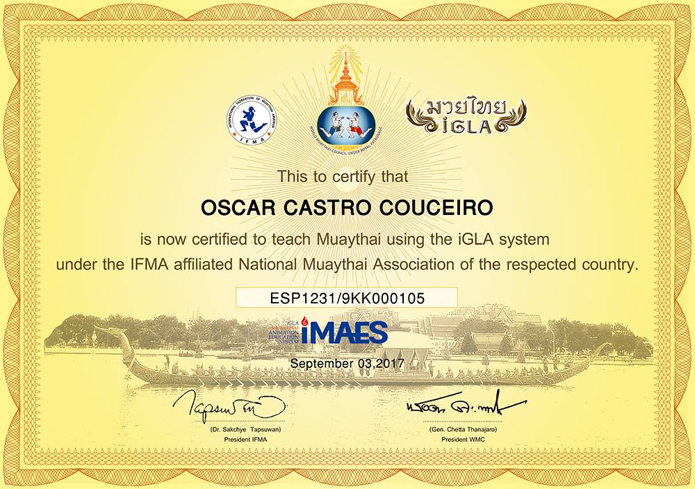 Oscar castro Couceiro es el único instructor de Galicia que puede acreditar esta Titulación.