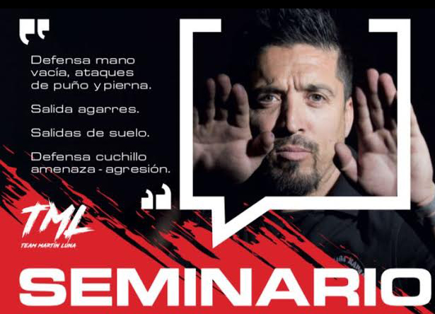 Detalle del afiche publicitario del Seminario que impartirá el Maestro/Instructor internacional Krav Maga Kapap Instructor Policial/Militar Internacional Director internacional Krav Maga Kapap FEAM ( federación española de artes marciales ) Director IPSA ( international police and security association ) Maestro Cinturon Negro 5 Dan Kenpo fu shih