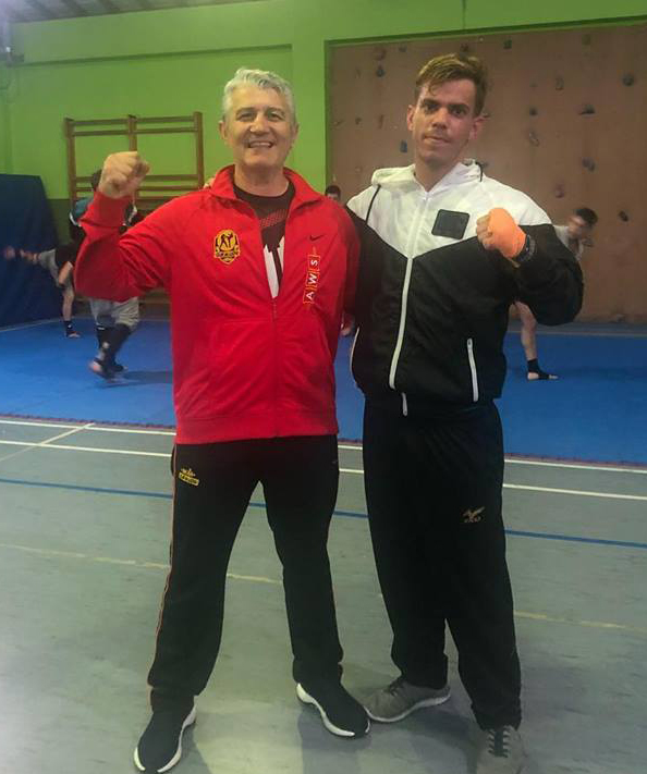 Moises Hermo, con su destacado alumno Goyo Rubio. Cedida