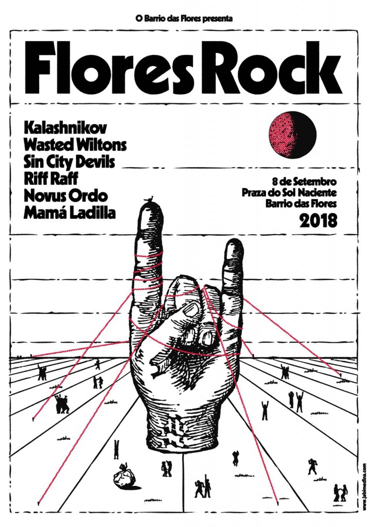 David Pujades " Dracu " es experto en organizar acontecimientos como el Flores Rock, cuyo cartel para esta edición reproducimos por cortesia del propio Dracu.