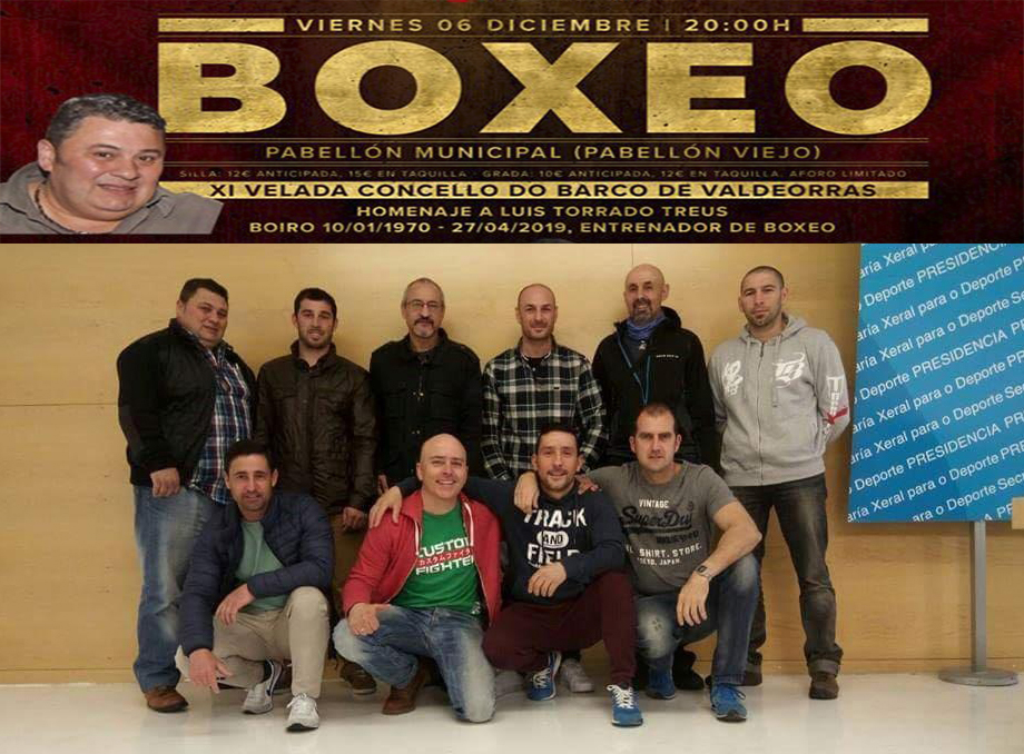 Valdeorras rendirá homenaje al que fuera Técnico de Boxeo Luis Torrado Treus. En el fotomontaje cedido por Juan J. Pardo, el homenajeado figura primero por la izquierda, durante la clausura del Curso Gallego de Entrenadores Nivel 1 y 2, recientemente impartido por la FGB.